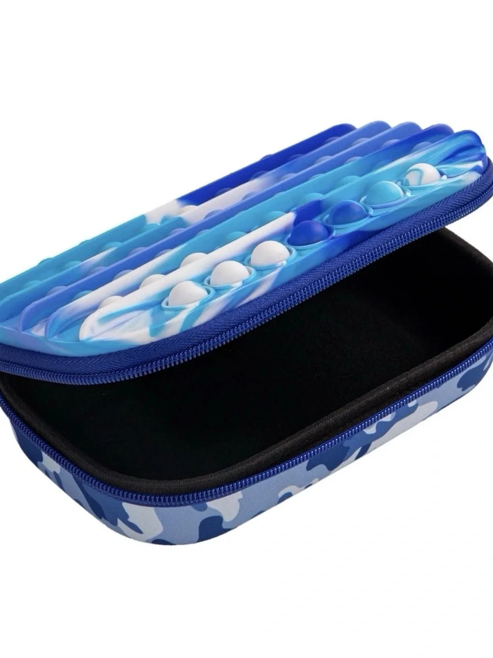 Blue & White Kids Pop-It Pencil Case - Compact Zipper Pouch